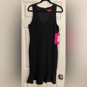 Betsey Johnson Black Ruffle Hem Midi Dress